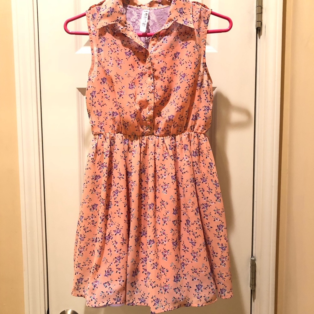 Girls size 12 pink & lavender dress with lace back